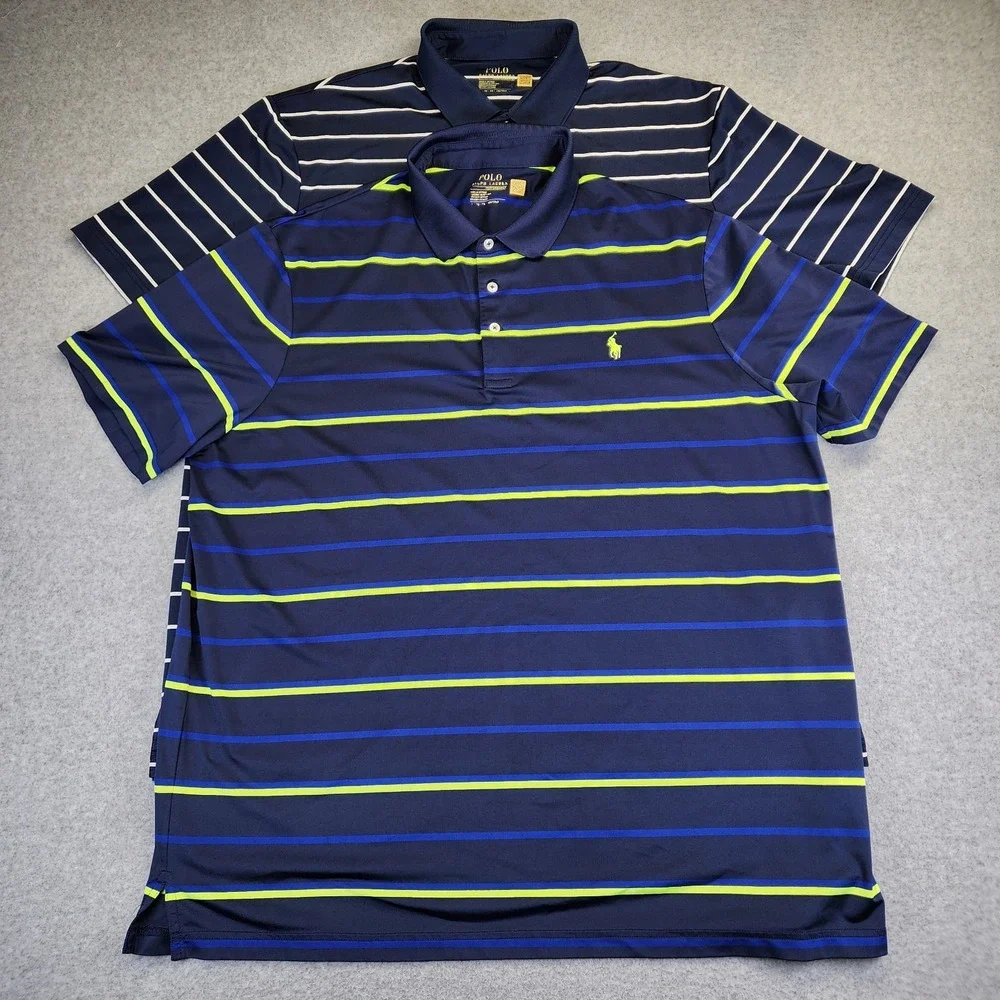 Polo Ralph Lauren Lot Of 2 Performance Polo Golf Shirts Mens XL Striped Wicking - Picture 3 of 10